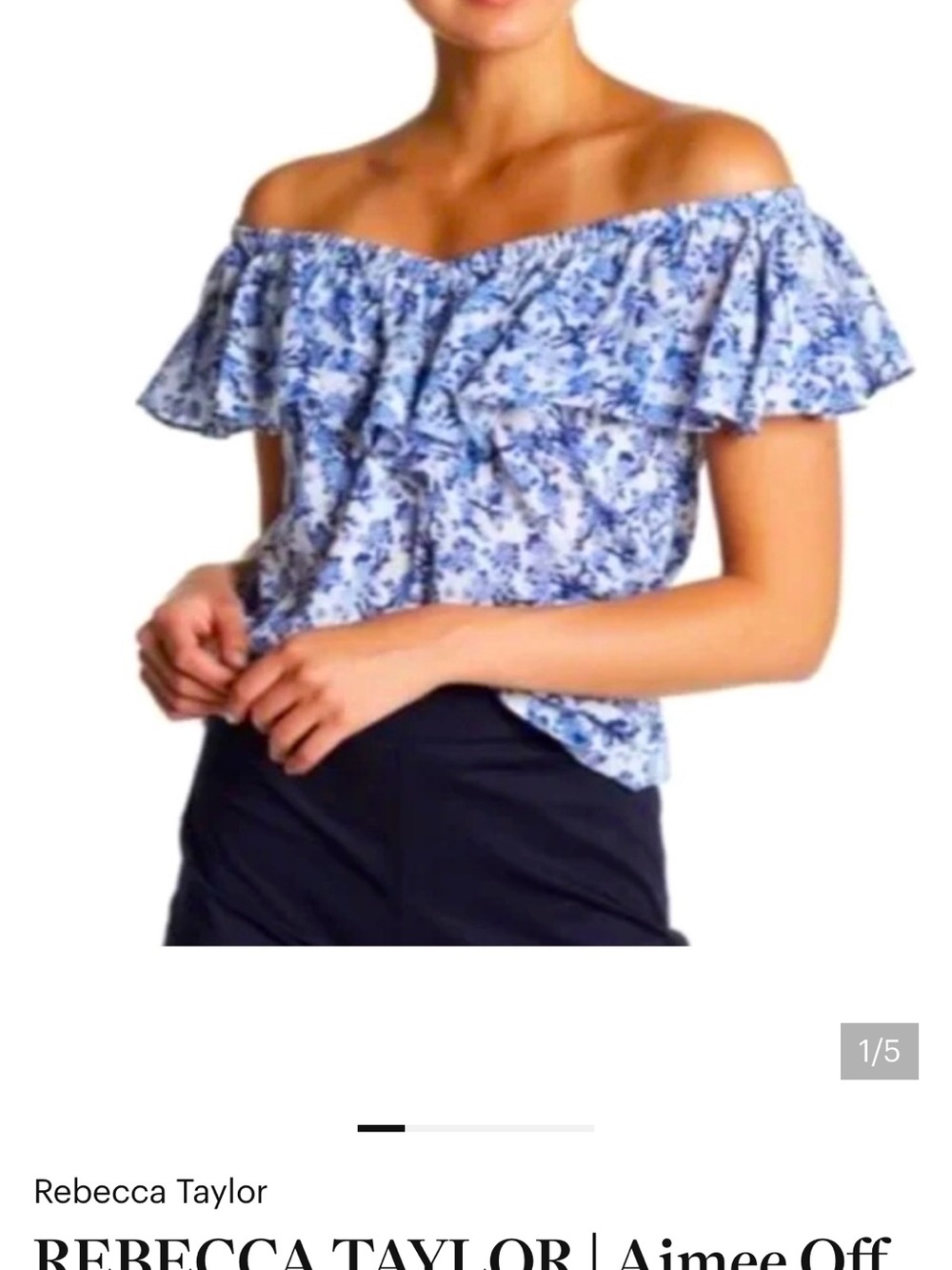 Rebecca Taylor Light Blue Floral Ruffle blouse